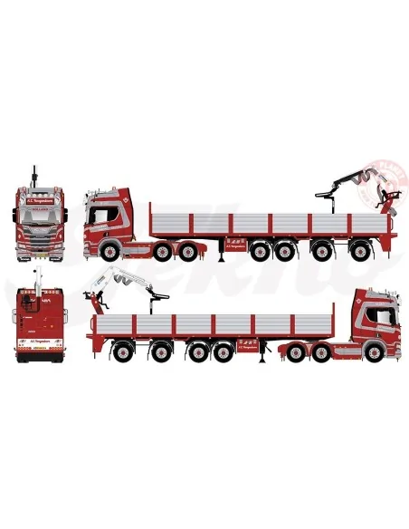 Scania Next Gen R580 Highline 6x2 sleepas met 4-assige stenenoplegger Hoogendoorn A.E. TEKNO 84356 TEKNO Scania Next Gen R580 Highline 6x2 sleepas met 4-assige stenenoplegger Hoogendoorn A.E. TEKNO 84356 TEKNO