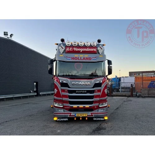Scania Next Gen R580 Highline 6x2 sleepas met 4-assige stenenoplegger Hoogendoorn A.E. TEKNO 84356 TEKNO