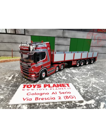Scania Next Gen R580 Highline 6x2 sleepas met 4-assige stenenoplegger Hoogendoorn A.E. TEKNO 84356 TEKNO