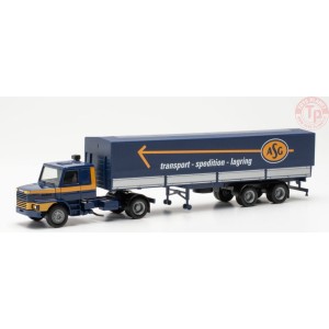 Scania Hauber Flatbed Tarpaulin Semitrailer ASG HERPA 317061 HERPA 1:87