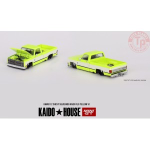 CHEVROLET SILVERADO KAIDO FLO YELLOW V1 1:64 KHMG112 Mini Gt