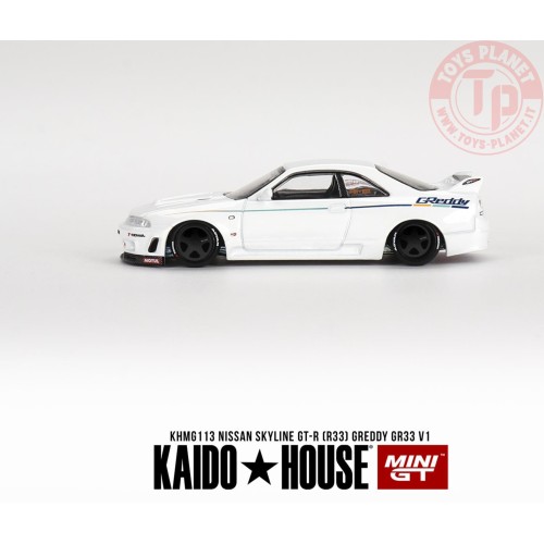 Nissan Skyline GT-R (R33) GReddy GR33 White 1:64 KHMG113 Mini Gt