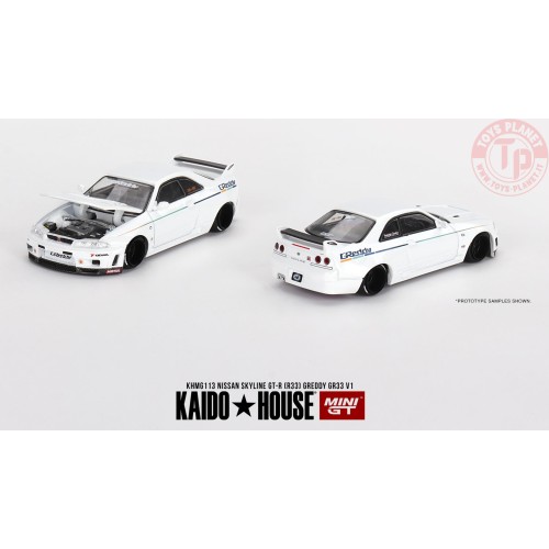 Nissan Skyline GT-R (R33) GReddy GR33 White 1:64 KHMG113 Mini Gt