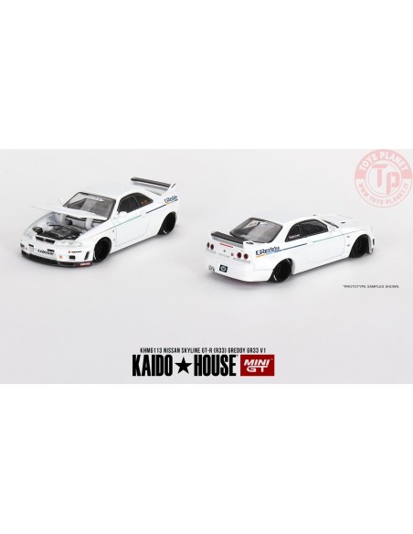 Nissan Skyline GT-R (R33) GReddy GR33 White 1:64 KHMG113 Mini Gt