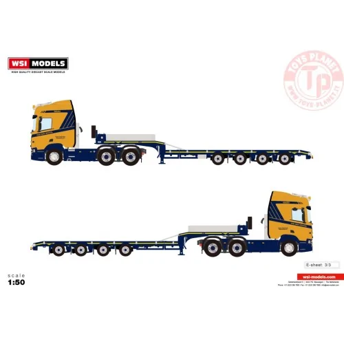 SCANIA R HIGHLINE CR20H 6X2 TAG AXLE SEMI LOW LOADER - 4 AXLE VAN DEN HEUVEL SPECIAALTRANSPORTEN B.V. WSI 01-4207 WSI MODELS