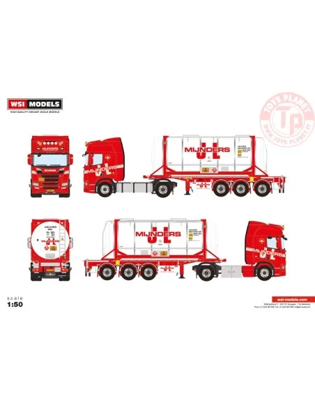 SCANIA R HIGHLINE CR20H 4X2 CONTAINER TRAILER - 3 AXLE + 20FT TANK CONTAINER J.L. MIJNDERS TRANSPORT WSI 01-4088 WSI MODELS