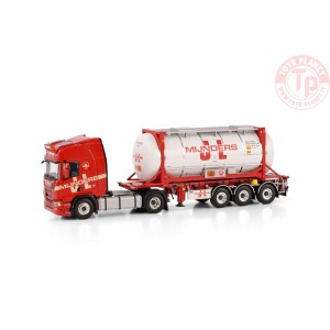 SCANIA R HIGHLINE CR20H 4X2 CONTAINER TRAILER - 3 AXLE + 20FT TANK CONTAINER J.L. MIJNDERS TRANSPORT WSI 01-4088 WSI MODELS