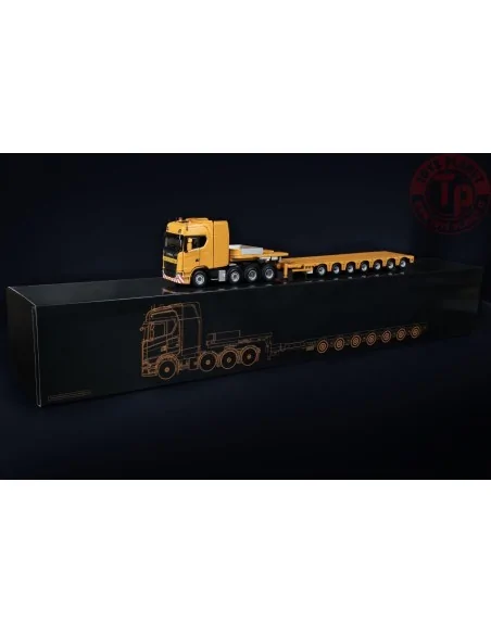 SCANIA S SERIES HIGH ROOF 8X4 WITH NOOTEBOOM MCOS 7-AXLE SEMI LOW LOADER YELLOW SERIES IMC MODELS 33-0204 IMC MODELS