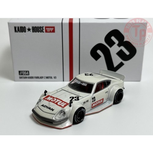 DATSUN KAIDO FAIRLADY Z-MOTUL V3-WHITE 1/64 KHMG064 Mini Gt