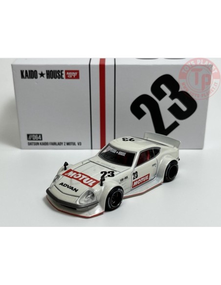 DATSUN KAIDO FAIRLADY Z-MOTUL V3-WHITE 1/64 KHMG064 Mini Gt