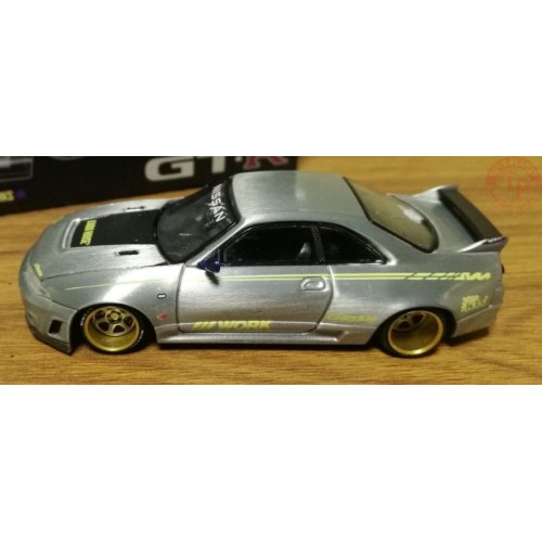 NISSAN SKYLINE GT-R (R33) KAIDO WORKS V1-GREY METALLIC 1/64 KHMG072 MINI GT