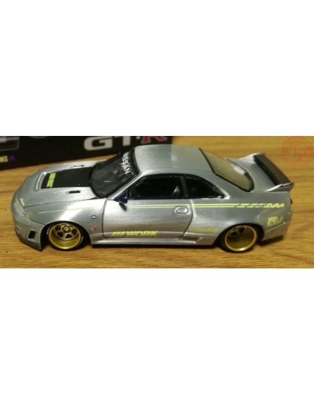 NISSAN SKYLINE GT-R (R33) KAIDO WORKS V1-GREY METALLIC 1/64 KHMG072 MINI GT