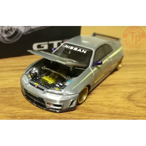NISSAN SKYLINE GT-R (R33) KAIDO WORKS V1-GREY METALLIC 1/64 KHMG072 MINI GT