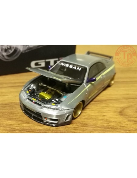NISSAN SKYLINE GT-R (R33) KAIDO WORKS V1-GREY METALLIC 1/64 KHMG072 MINI GT