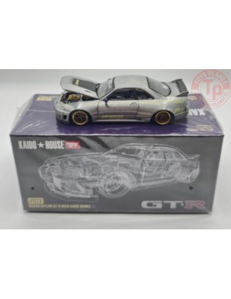 NISSAN SKYLINE GT-R (R33) KAIDO WORKS V1-GREY METALLIC 1/64 KHMG072 MINI GT