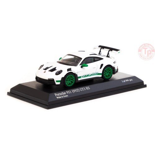 PORSCHE 911 (992) GT3 RS-WHITE E GREEN 1/64 643062104 MINICHAMPS 1:64
