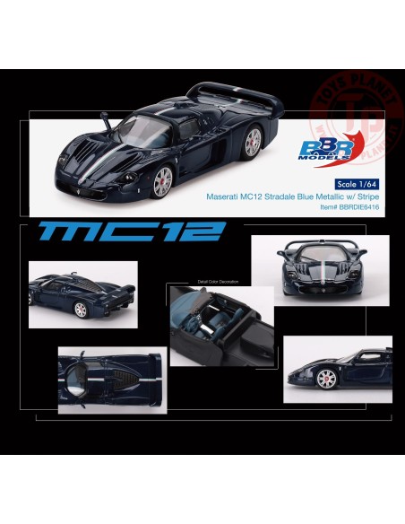 MASERATI MC12 STRADALE BLUE 2008 1:64 BBRDIE6416 BBR MODELS 1:64