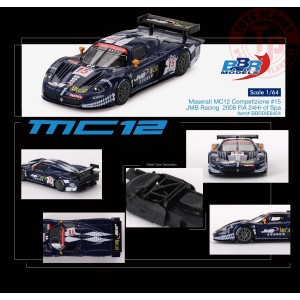MASERATI MC12 COMPETIZIONE N15 JMB RACING 24HR OF SPA 2008 1:64 BBRDIE6424 BBR MODELS 1:64