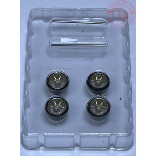 SET RUOTE CON CERCHIO ORO 1/64 BC26404S-GD CERCHI E GOMME 1:64
