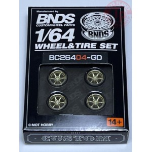 SET RUOTE CON CERCHIO ORO 1/64 BC26404S-GD CERCHI E GOMME 1:64
