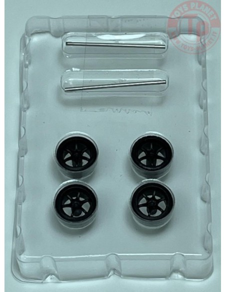 SET RUOTE CON CERCHIO PIATTO NERO 1/64 BC26404S-FB CERCHI E GOMME 1:64
