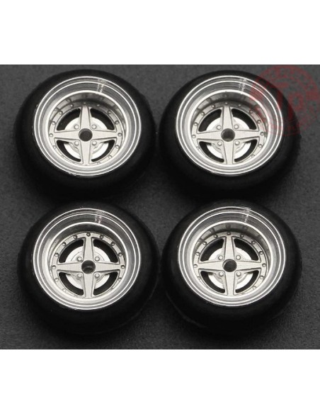 SET RUOTE EQUIP 01 CON CERCHIO ARGENTO CHROME 1/64 BC64078 CERCHI E GOMME 1:64 SET RUOTE EQUIP 01 CON CERCHIO ARGENTO CHROME 1/64 BC64078 CERCHI E GOMME 1:64