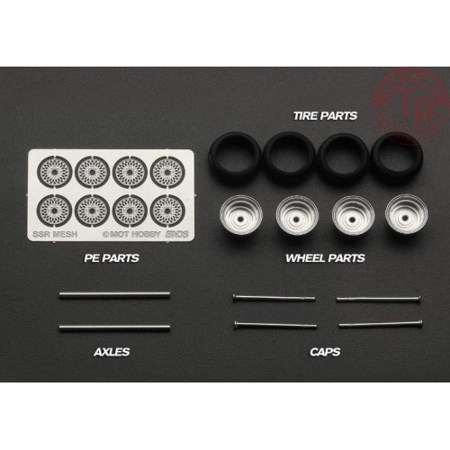 SET RUOTE EQUIP 01 CON CERCHIO ARGENTO CHROME 1/64 BC64078 CERCHI E GOMME 1:64