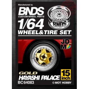 SET RUOTE HAYASHI PALACE CON CERCHIO ORO CHROME 1/64 BC64083 CERCHI E GOMME 1:64