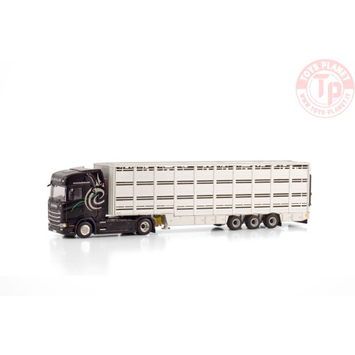 SCANIA S HIGHLINE CS20H 4X2 LIVE STOCK TRAILER - 3 AXLE HUNLAND WSI 01-4212 WSI MODELS