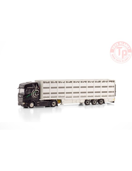 SCANIA S HIGHLINE CS20H 4X2 LIVE STOCK TRAILER - 3 AXLE HUNLAND WSI 01-4212 WSI MODELS