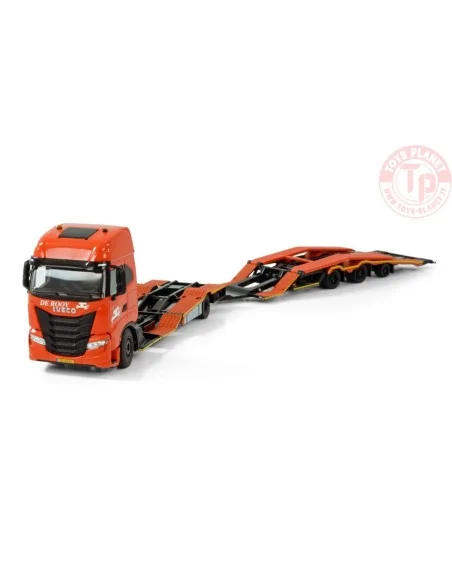 IVECO S-WAY AS HIGH RIGED TRUCK TRANSPORTER TRUCK 4X2 TRUCK TRANSPORTER DRAWBAR TRAILER - 3 AXLE DE ROOY WSI 01-4198 WSI MODELS