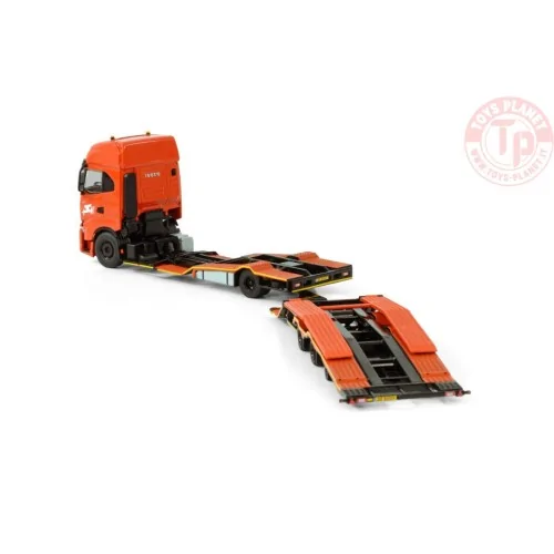 IVECO S-WAY AS HIGH RIGED TRUCK TRANSPORTER TRUCK 4X2 TRUCK TRANSPORTER DRAWBAR TRAILER - 3 AXLE DE ROOY WSI 01-4198 WSI MODELS