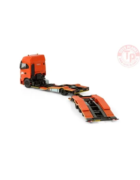 IVECO S-WAY AS HIGH RIGED TRUCK TRANSPORTER TRUCK 4X2 TRUCK TRANSPORTER DRAWBAR TRAILER - 3 AXLE DE ROOY WSI 01-4198 WSI MODELS