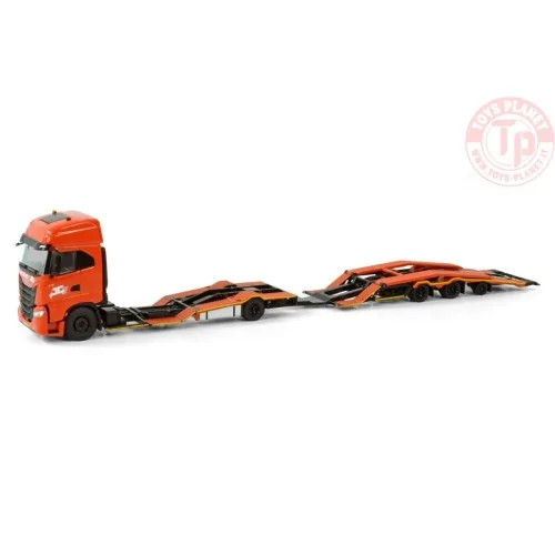 IVECO S-WAY AS HIGH RIGED TRUCK TRANSPORTER TRUCK 4X2 TRUCK TRANSPORTER DRAWBAR TRAILER - 3 AXLE DE ROOY WSI 01-4198 WSI MODELS