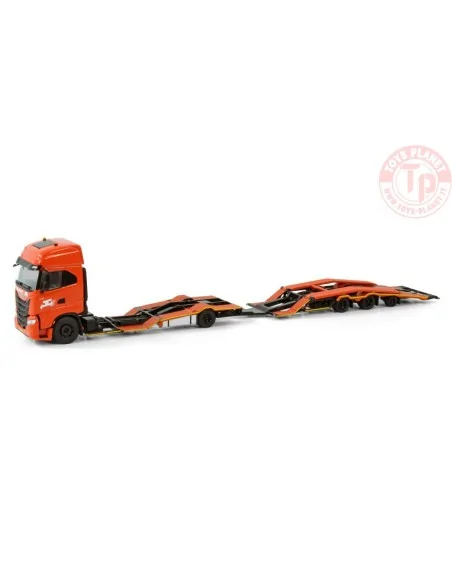 IVECO S-WAY AS HIGH RIGED TRUCK TRANSPORTER TRUCK 4X2 TRUCK TRANSPORTER DRAWBAR TRAILER - 3 AXLE DE ROOY WSI 01-4198 WSI MODELS