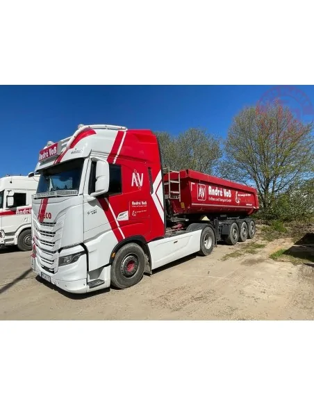 IVECO S-WAY AS HIGH 4X2 HALF PIPE TIPPER TRAILER - 3 AXLE ANDRE VOSS WSI 01-4233 WSI MODELS