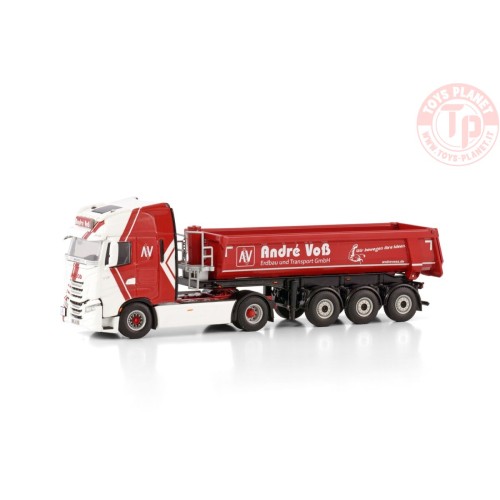 IVECO S-WAY AS HIGH 4X2 HALF PIPE TIPPER TRAILER - 3 AXLE ANDRE VOSS WSI 01-4233 WSI MODELS