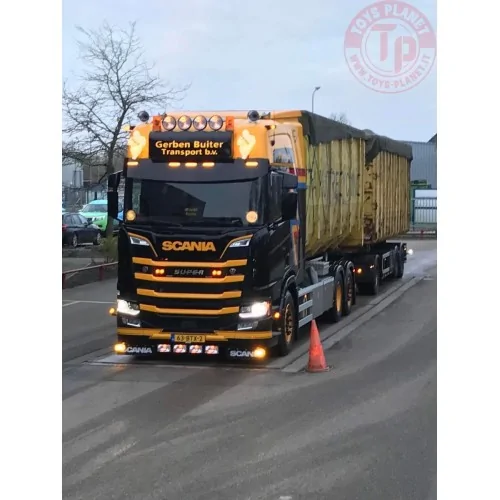 SCANIA R HIGHLINE CR20H 6X2 TAG AXLE RIGED DRAWBAR TRUCK WITH HOOKLIFT SYSTEM - 3 AXLE + HOOKLIFT 40M3 CONTAINER GERBEN BUITE...