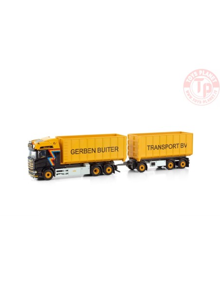 SCANIA R HIGHLINE CR20H 6X2 TAG AXLE RIGED DRAWBAR TRUCK WITH HOOKLIFT SYSTEM - 3 AXLE + HOOKLIFT 40M3 CONTAINER GERBEN BUITE...