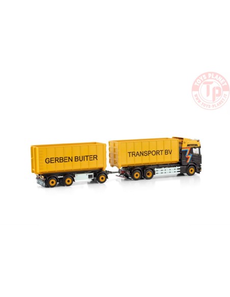 SCANIA R HIGHLINE CR20H 6X2 TAG AXLE RIGED DRAWBAR TRUCK WITH HOOKLIFT SYSTEM - 3 AXLE + HOOKLIFT 40M3 CONTAINER GERBEN BUITE...