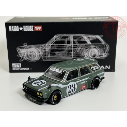 DATSUN KAIDO 510 WAGON-CARBON FIBER V3-GREEN 1/64 KHMG076 Mini Gt