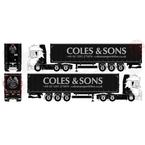 Scania Next Gen S-serie Highline met 3-assige schuifzeilen oplegger Coles - Bruce Lee TEKNO 84971 TEKNO