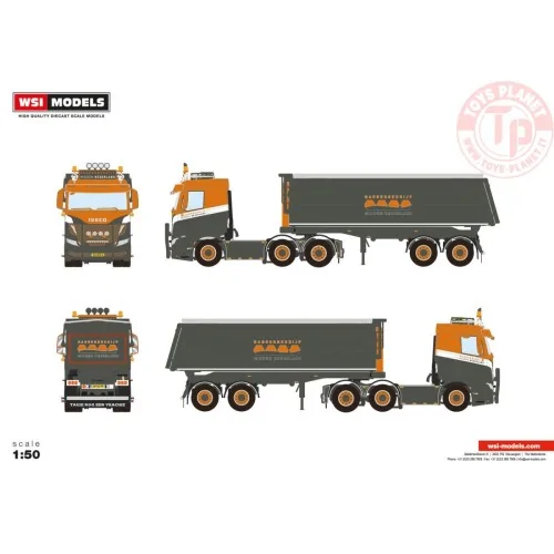 IVECO S-WAY AS 6X2 TWINSTEER HALFPIPE TIPPER TRAILER - 2 AXLE BAGGERBEDRIJF MIDDEN NEDERLAND WSI 01-4234 WSI MODELS