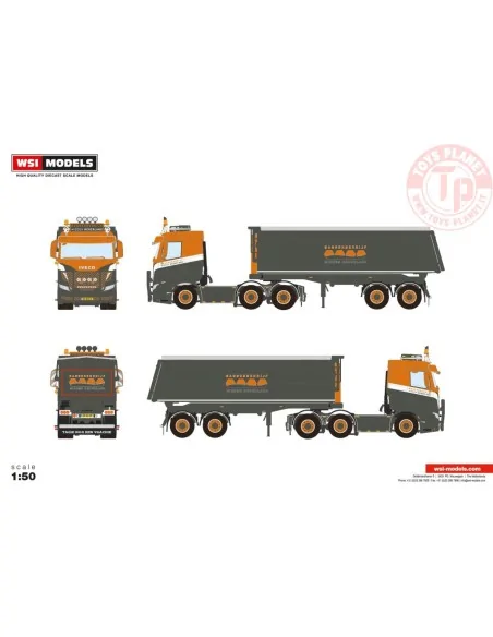 IVECO S-WAY AS 6X2 TWINSTEER HALFPIPE TIPPER TRAILER - 2 AXLE BAGGERBEDRIJF MIDDEN NEDERLAND WSI 01-4234 WSI MODELS