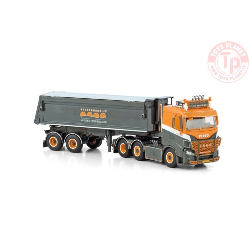 IVECO S-WAY AS 6X2 TWINSTEER HALFPIPE TIPPER TRAILER - 2 AXLE BAGGERBEDRIJF MIDDEN NEDERLAND WSI 01-4234 WSI MODELS