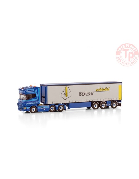 SCANIA R4 TOPLINE 6X2 TAG AXLE CURTAINSIDE TRAILER - 3 AXLE RASMUS K JENSEN WSI 01-4041 WSI MODELS