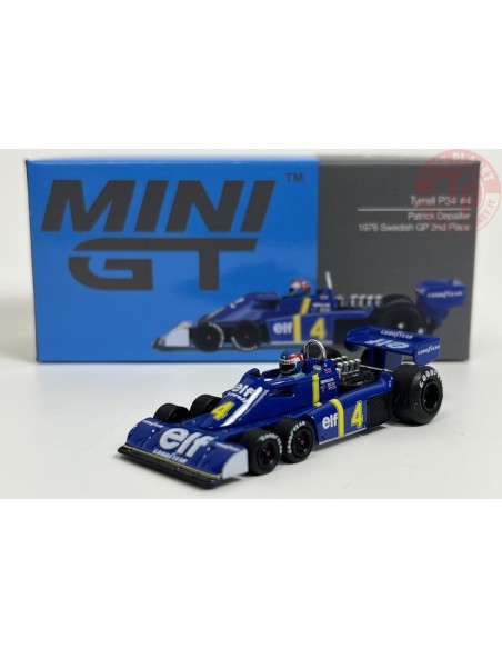TYRELL P34 N.4-PATRICK DEPAILLER 1976 SWEDISH GP 2ND PLACE-BLUE/YELLOW 1/64 MGT00584-L MINI GT
