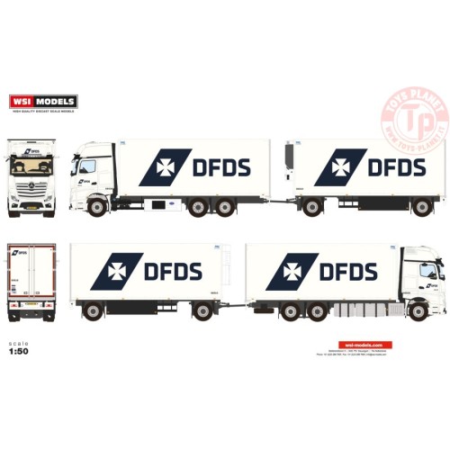 MERCEDES-BENZ ACTROS MP5 GIGA SPACE RIGED REEFER TRUCK 6X2 TAG AXLE RIGED REEFER DRAWBAR TURNTABLE TRAILER - 5 AXLE DFDS WSI ...