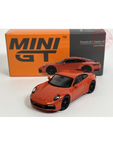 PORSCHE 911 (992) CARRERA 4S -LAVA ORANGE 1/64 MGT00371-R Mini Gt