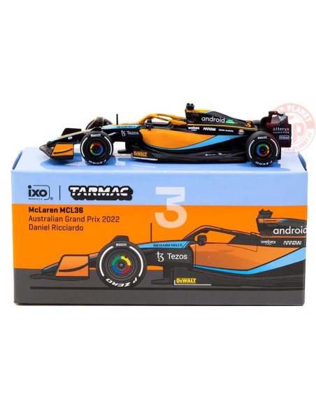 MCLAREN MCL36-AUSTRALIAN GRAND PRIX 2022-DANIEL RICCIARDO-ORANGE-BLUE-BLACK 1/64 T64G-F041-DR1 TARMAC WORKS